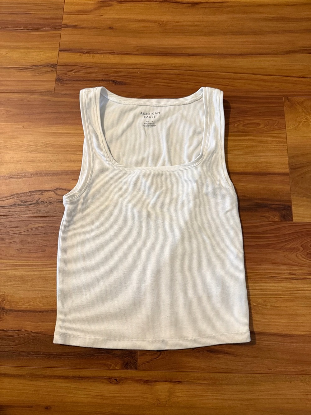 American Eagle Outfitters White Ribbed Scoop-Neck Tank